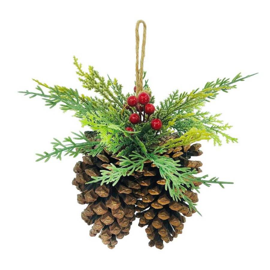 Christmas Cottage * | Cheapest 8.5 Red Berry & Pinecone Wall Accent By Ashland