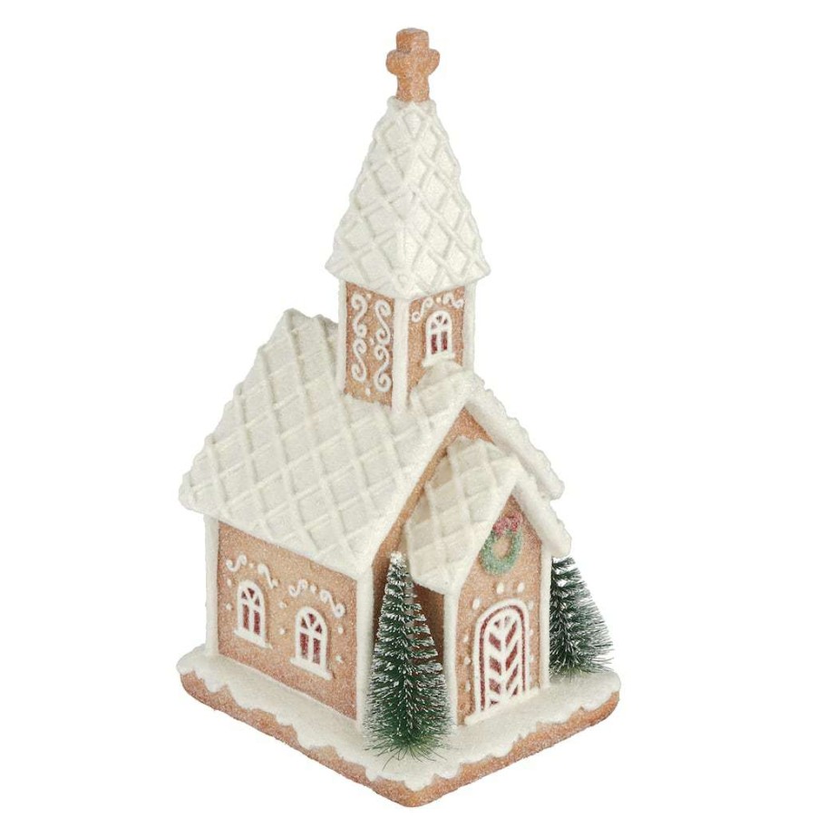 Christmas Cottage * | Flash Sale 8.5 Gingerbread Church Tabletop Accent By Ashland