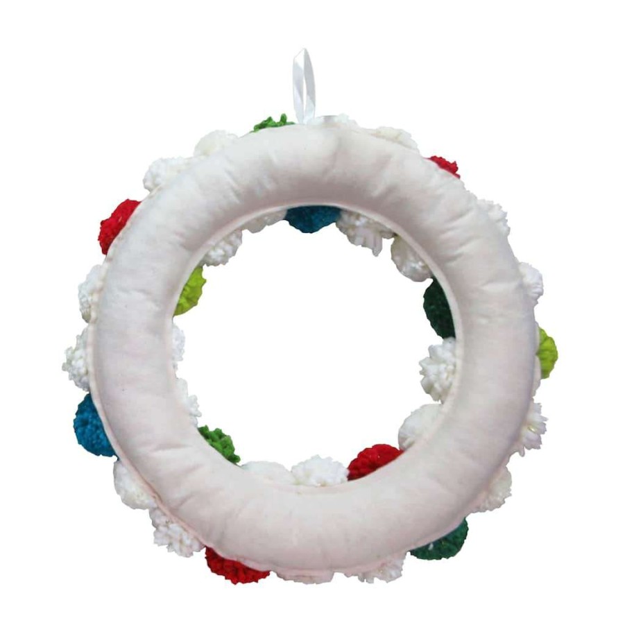 North Pole Journey * | Best Deal 17.7 Pom-Pom Christmas Wall Wreath By Ashland