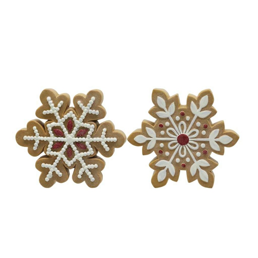 Christmas Cottage * | Buy Assorted 7 Gingerbread Snowflake Tabletop Accent By Ashland