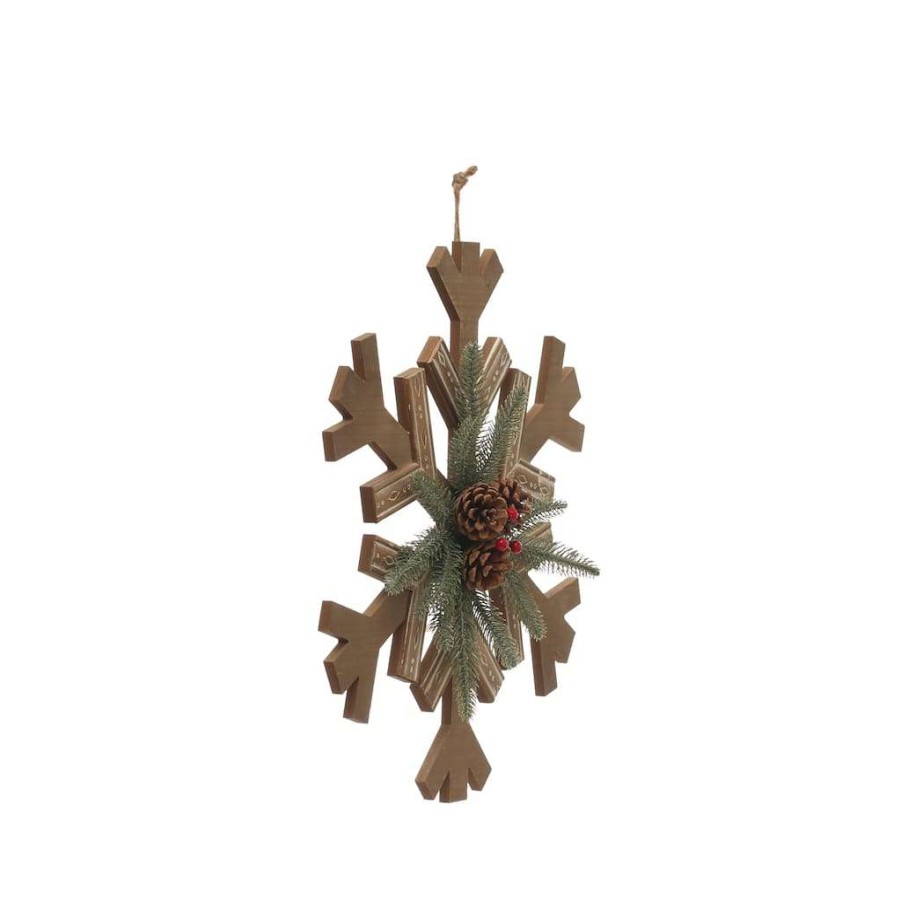 Christmas Cottage * | Top 10 Snowflake With Pinecone Wall Decor By Ashland