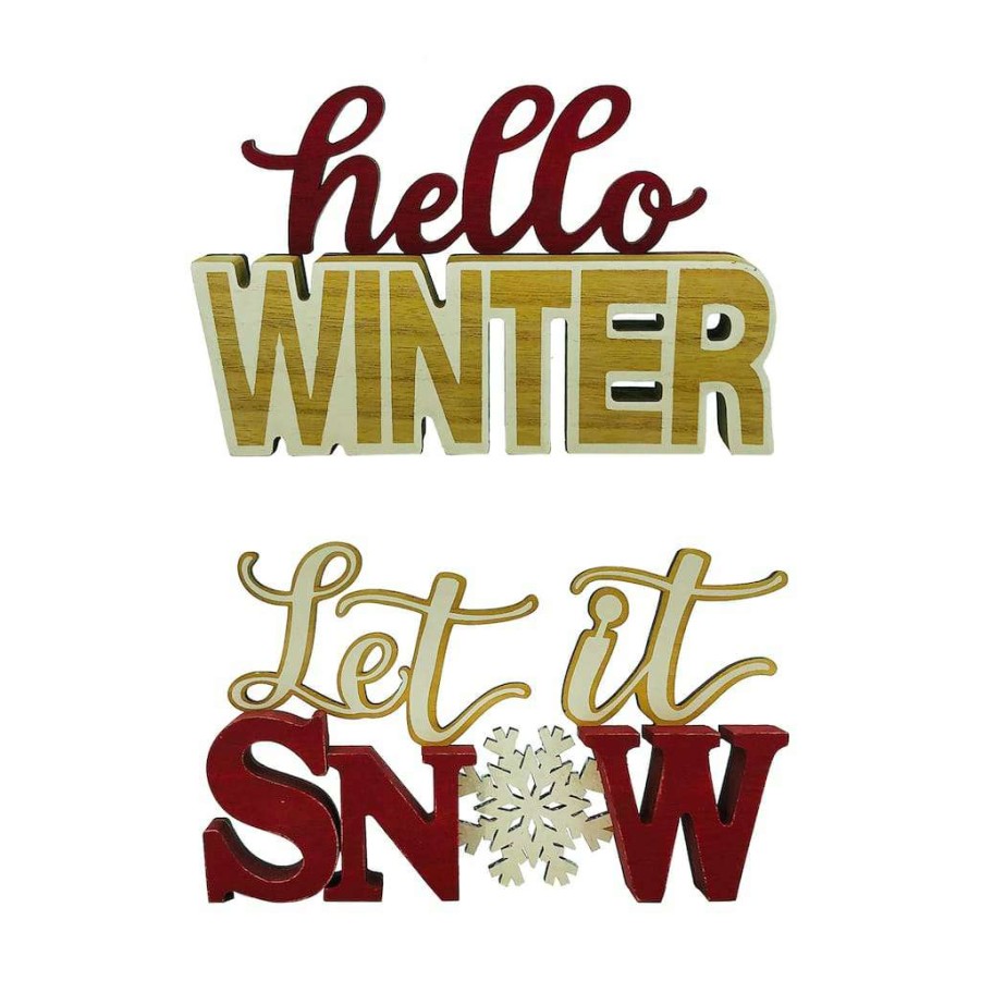 Christmas Cottage * | Outlet Assorted 8 Winter Tabletop Sign By Ashland