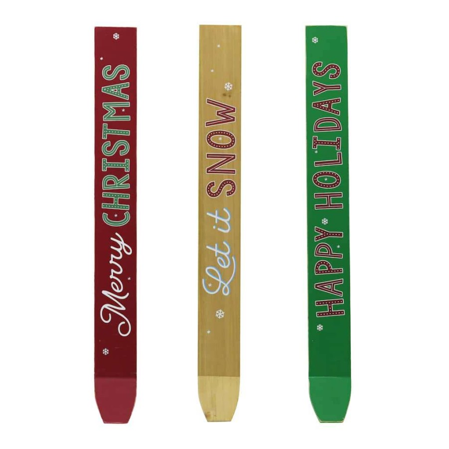 North Pole Journey * | Budget Assorted Ski Board Wall Sign By Ashland