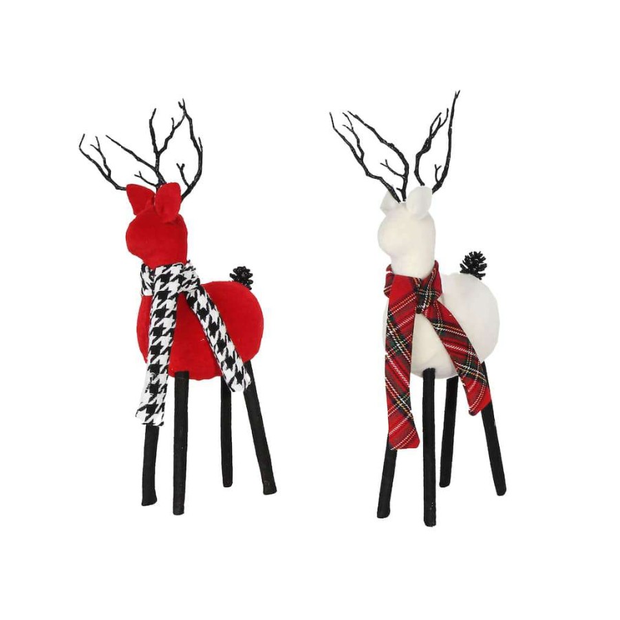 Mistletoe * | Budget Assorted 18 Deer With Scarf Tabletop Accent By Ashland