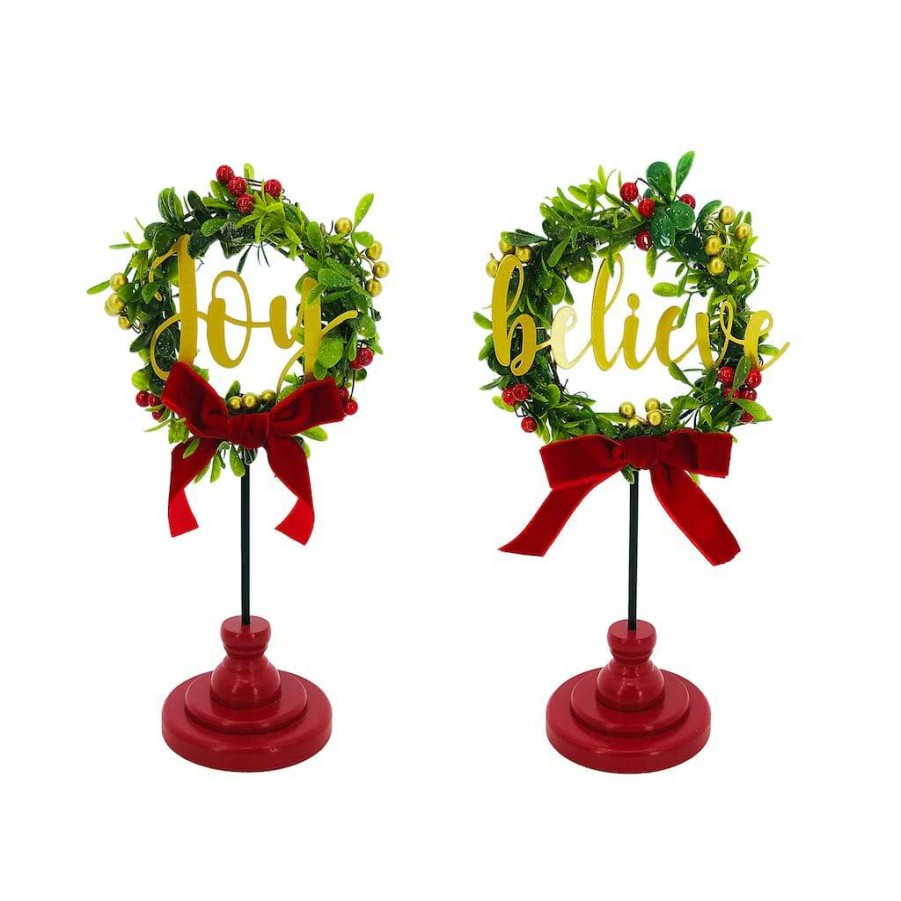 Mistletoe * | New Assorted 10.8" Wreath On Stand Tabletop Decor By Ashland