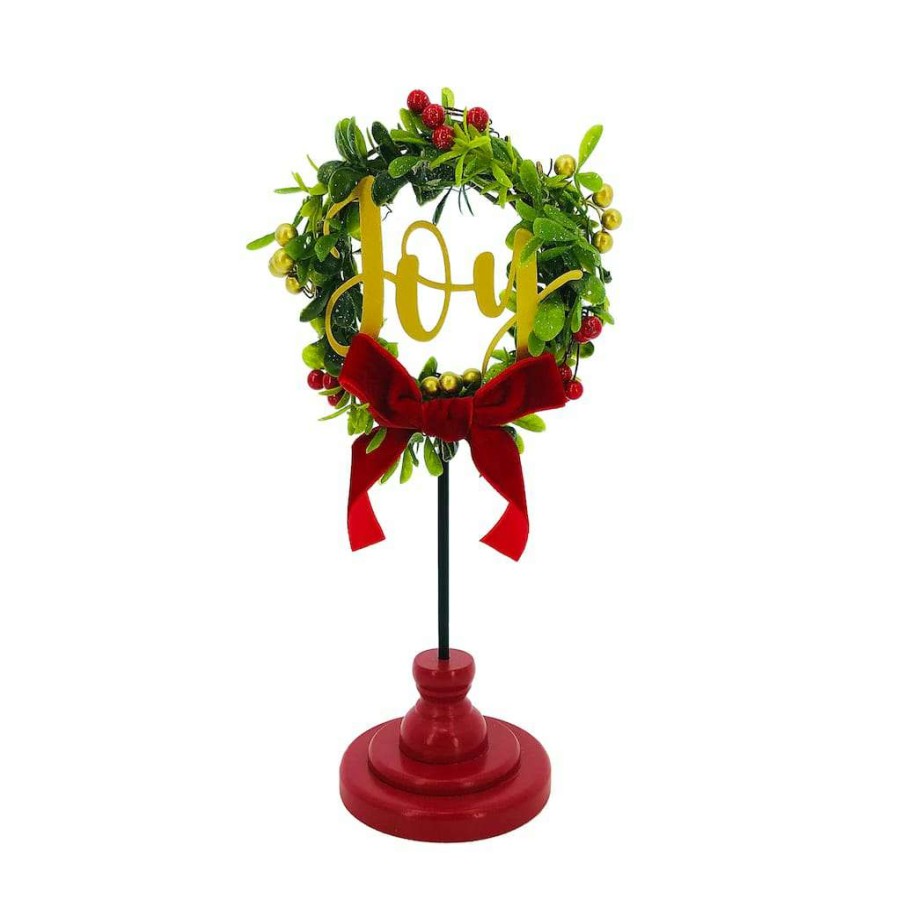 Mistletoe * | New Assorted 10.8" Wreath On Stand Tabletop Decor By Ashland