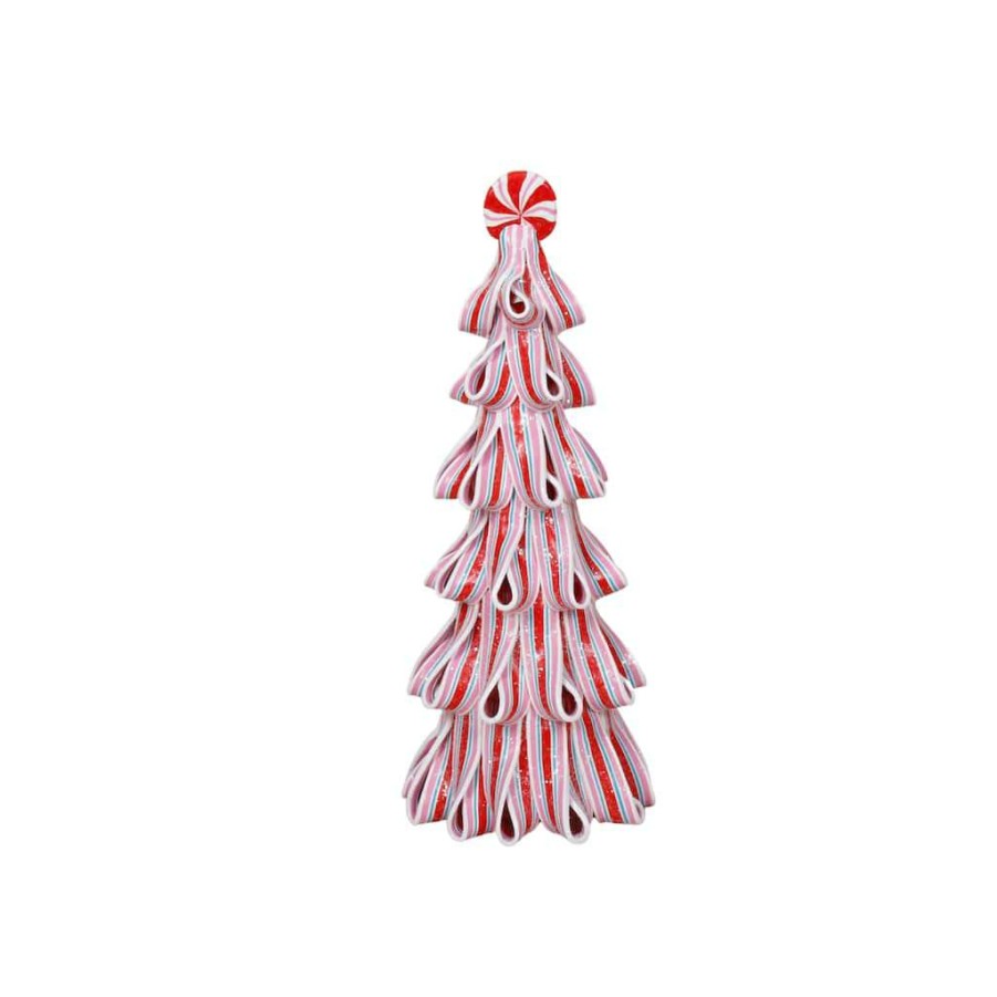 North Pole Journey * | Cheap 11 Candy Striped Tabletop Clay Christmas Tree By Ashland