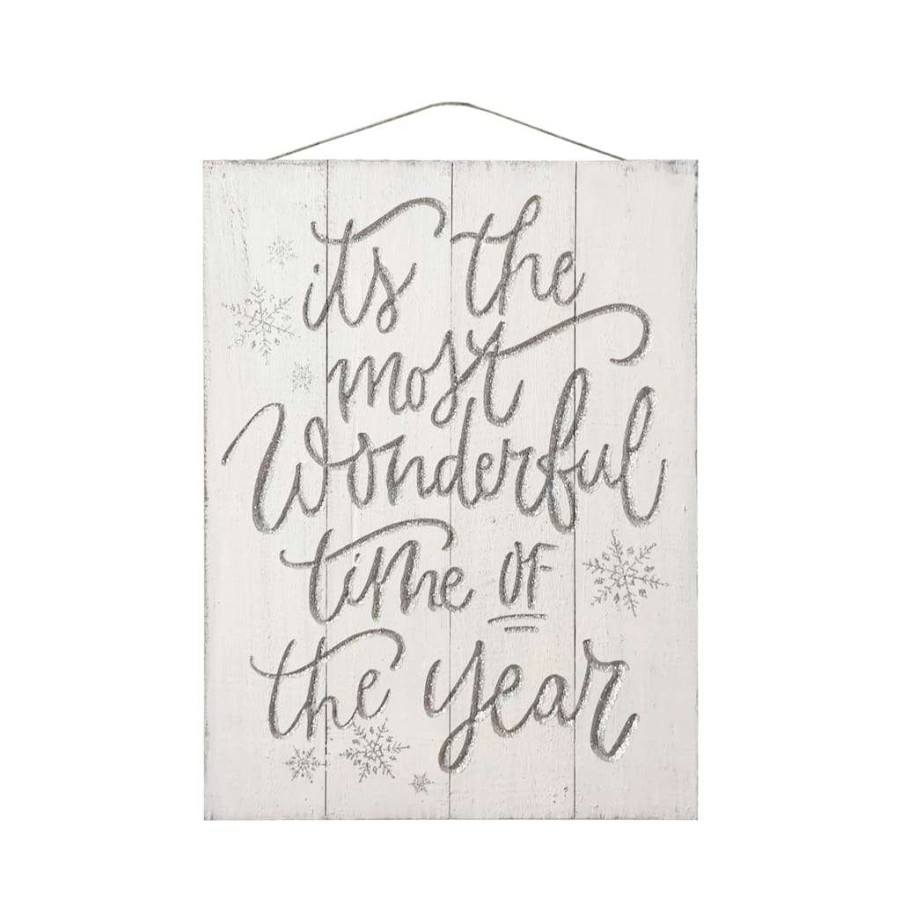 Holiday Romance * | Outlet Most Wonderful Time Of The Year Wood Plank Wall Sign By Ashland