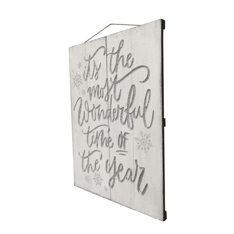 Holiday Romance * | Outlet Most Wonderful Time Of The Year Wood Plank Wall Sign By Ashland