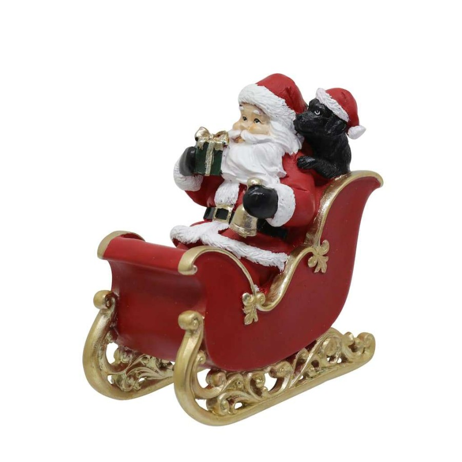 Mistletoe * | Flash Sale 8 Santa On Sleigh Tabletop Decoration By Ashland