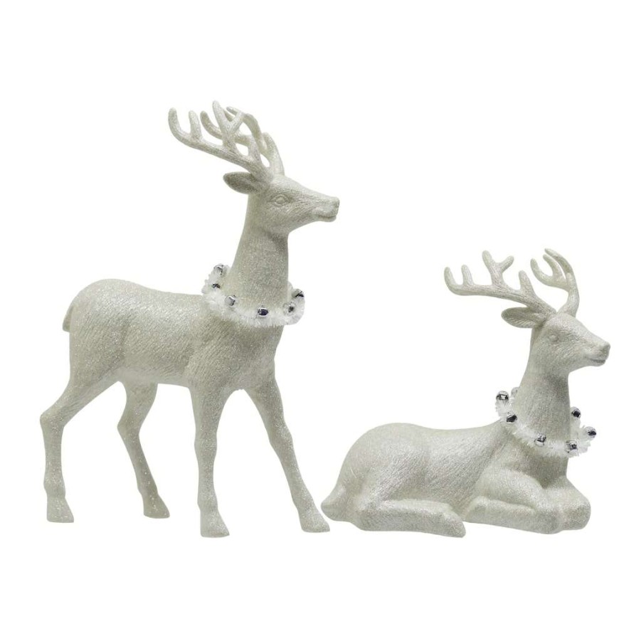 Holiday Romance * | Cheap Assorted Glittery White Deer By Ashland