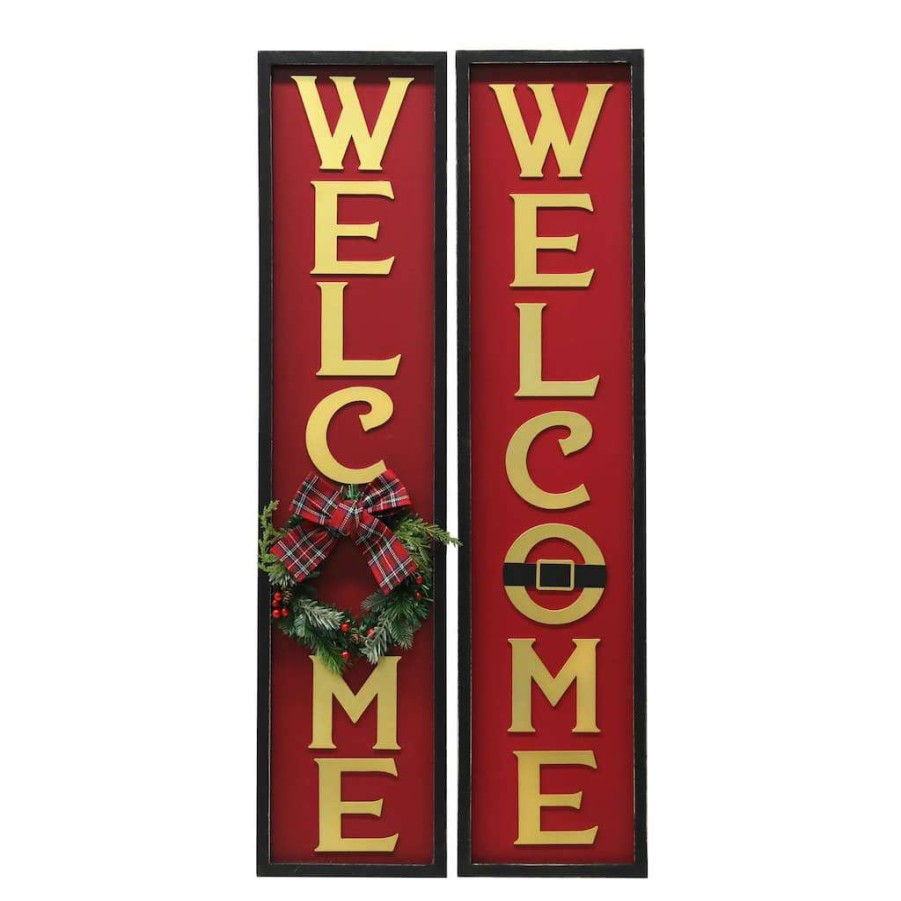 Mistletoe * | Best Deal 36 Welcome Wall Sign With Wreath By Ashland