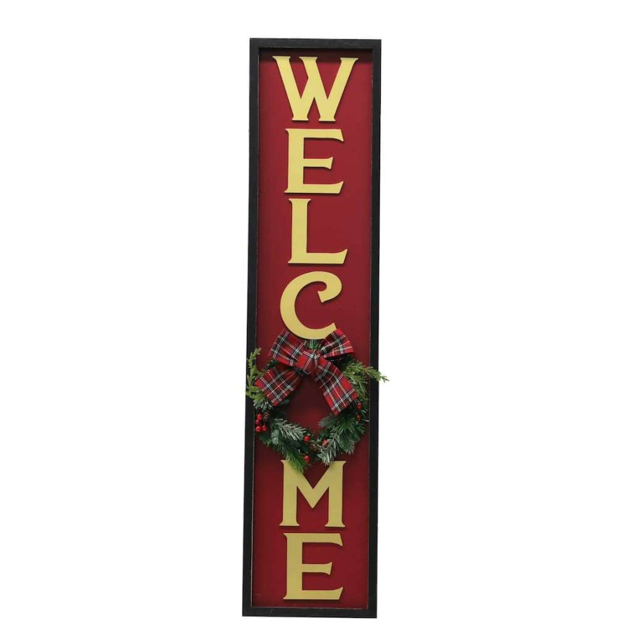 Mistletoe * | Best Deal 36 Welcome Wall Sign With Wreath By Ashland