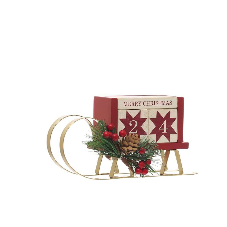 Christmas Cottage * | Cheap Christmas Tabletop Sleigh Countdown By Ashland