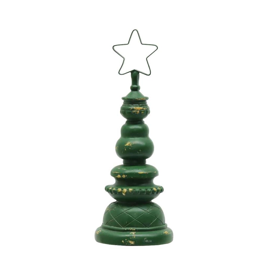 Christmas Cottage * | Buy 10 Green Tabletop Christmas Tree-Shaped Accent With Star By Ashland