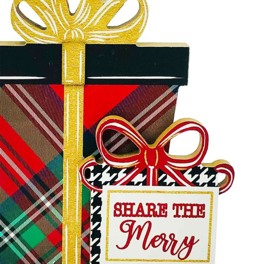 Mistletoe * | Best Deal 8" Merry Gift Box Shaped Tabletop Decor By Ashland