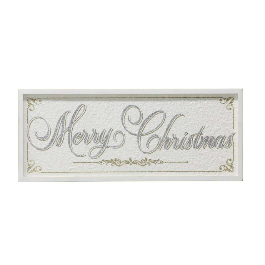 Holiday Romance * | Best Sale White Merry Christmas Wall Sign By Ashland