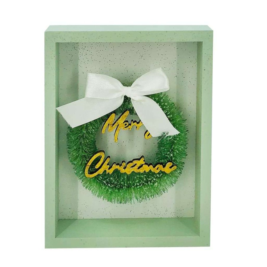 Holiday Romance * | Hot Sale Assorted 7 Christmas Wreath Tabletop Block Accent By Ashland