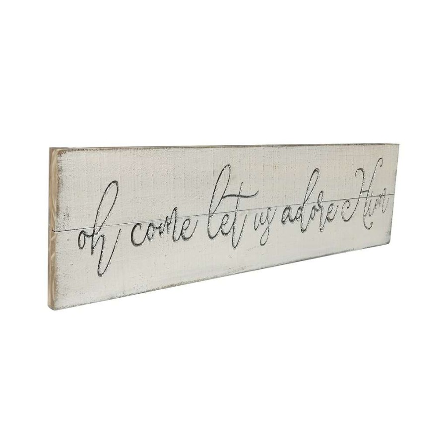 Holiday Romance * | Top 10 Oh Come Let Us Adore Him Plank Wall Sign By Ashland