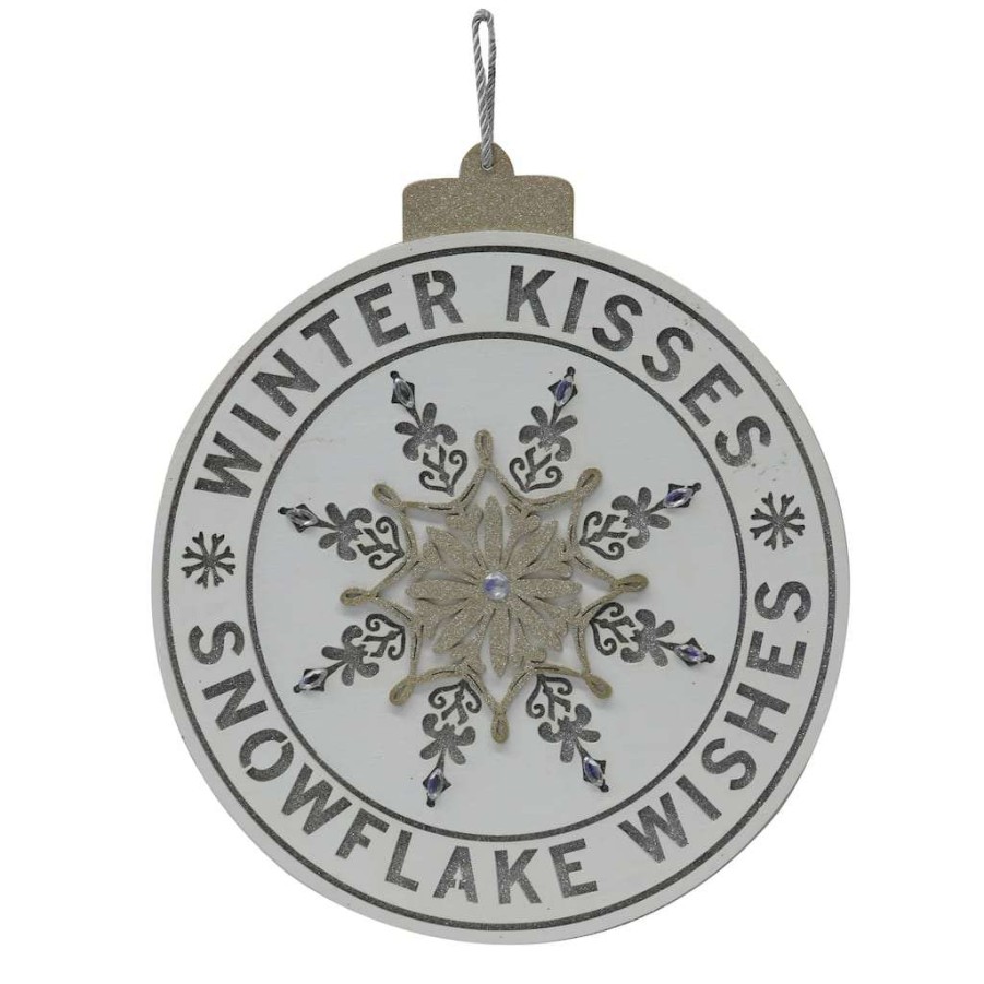 Holiday Romance * | Promo Winter Kisses, Snowflake Wishes Round Wall Sign By Ashland