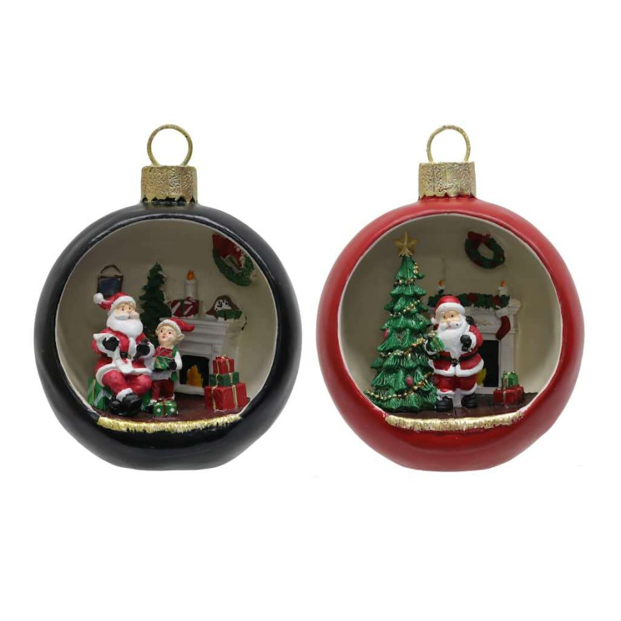 Mistletoe * | Best Deal Assorted 6 Santa Scene Ornament Tabletop Decor By Ashland