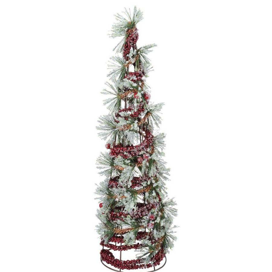 Christmas Cottage * | Budget 24 Frosted Pine Leaf & Berry Tabletop Tree By Ashland