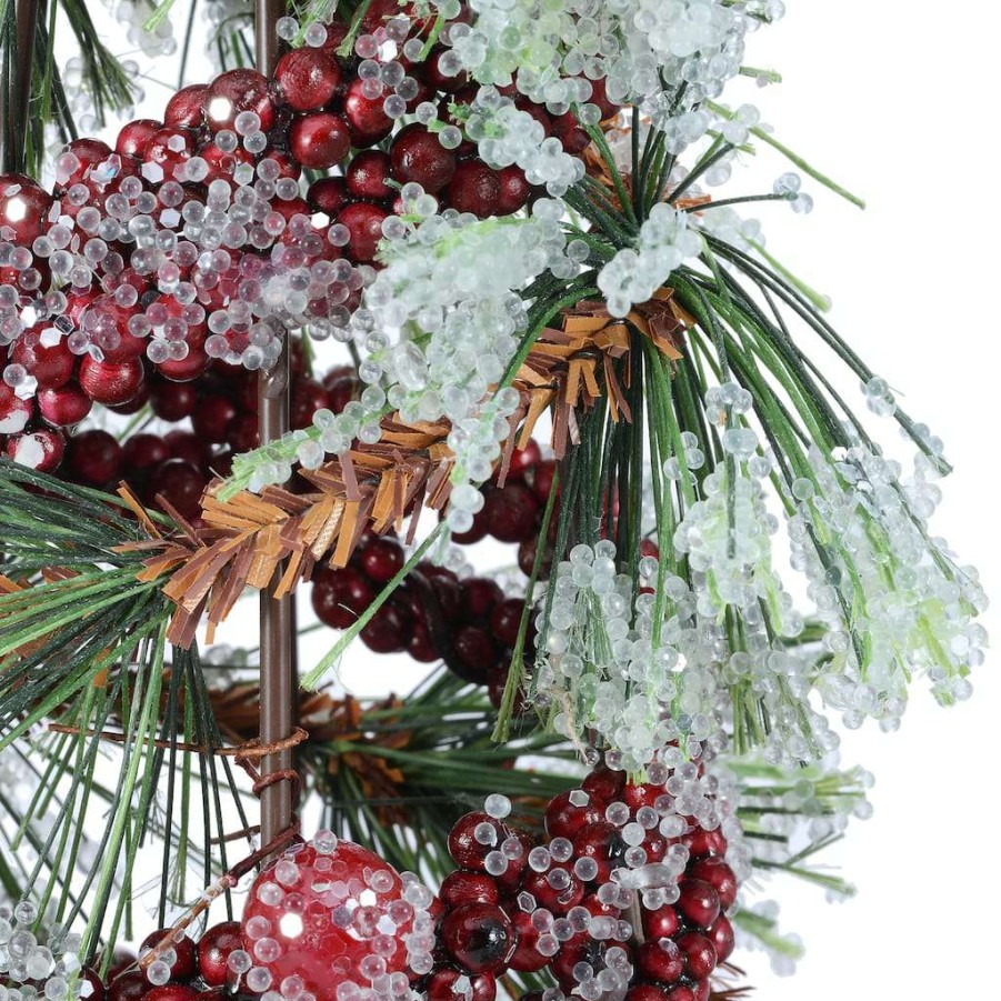 Christmas Cottage * | Budget 24 Frosted Pine Leaf & Berry Tabletop Tree By Ashland