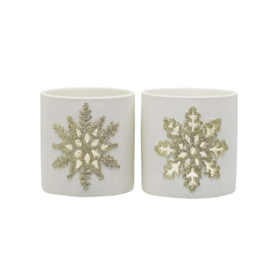 Holiday Romance * | Best Sale Assorted 3.5 Snowflake Candle Holder By Ashland