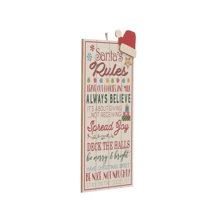 North Pole Journey * | Top 10 Santa'S Rules Wall Sign By Ashland